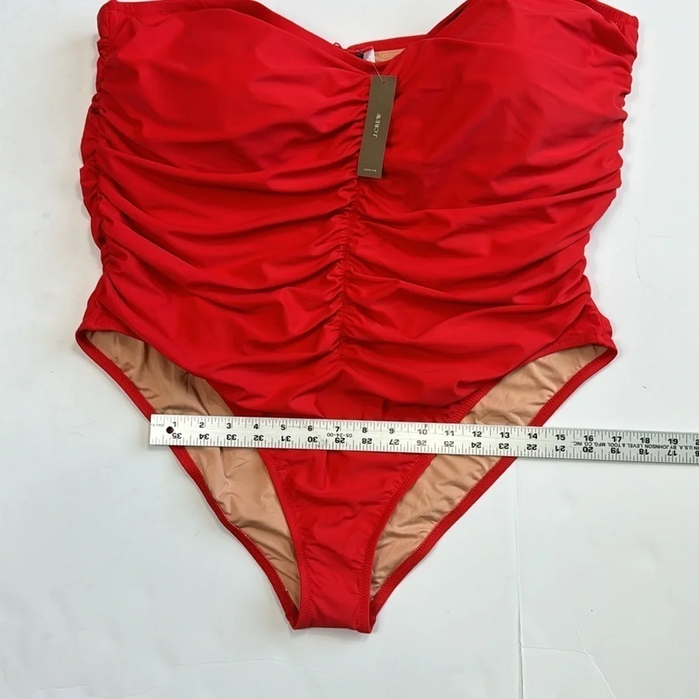 J. Crew Ruched Sweetheart One Piece Swimsuit Women's‎ Plus 24 Red New BF176